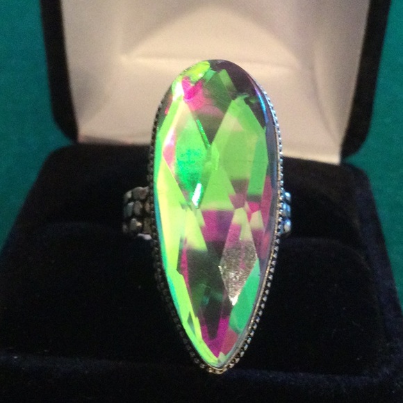 Color Change Aqua Aura Quartz Ring - Picture 5 of 11